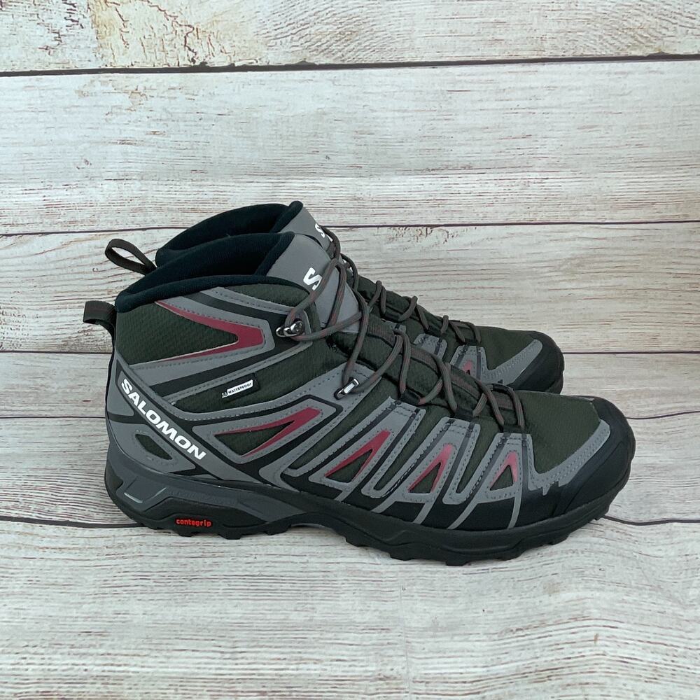 Salomon X Ultra Pioneer MID Mens Sz 11 Hiking Boots Peat Quiet Shade Biking Red - Picture 4 of 10